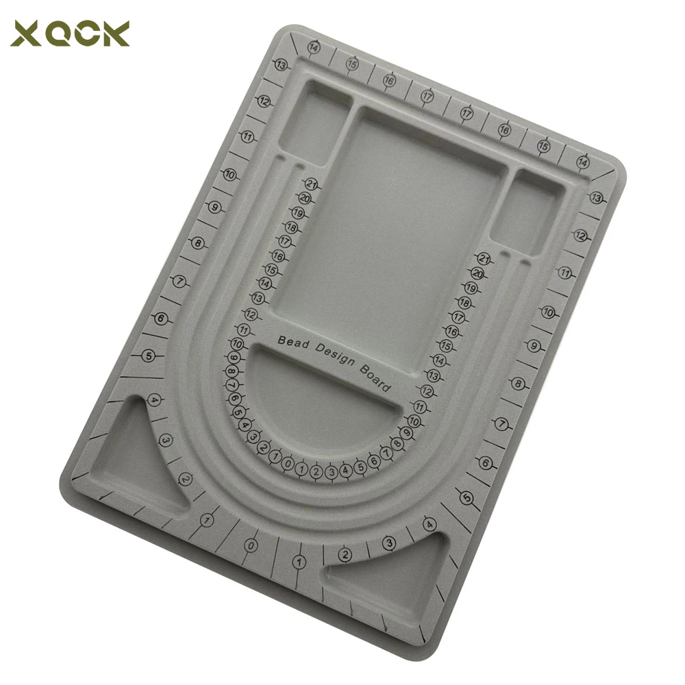 Grey Flocked Bead Design Tray for DIY Bracelet Necklace Making Multifunctional Beading Board Crafting Accessory Jewelry Tools