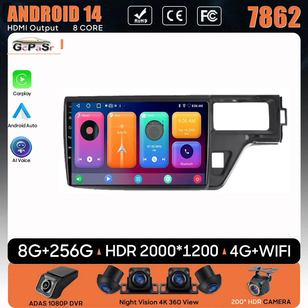 

For Honda Stepwgn 5 2015 - 2021Right hand driver Car Radio Stereo Multimedia Player 5G GPS Navigation High-performance CPU 2din