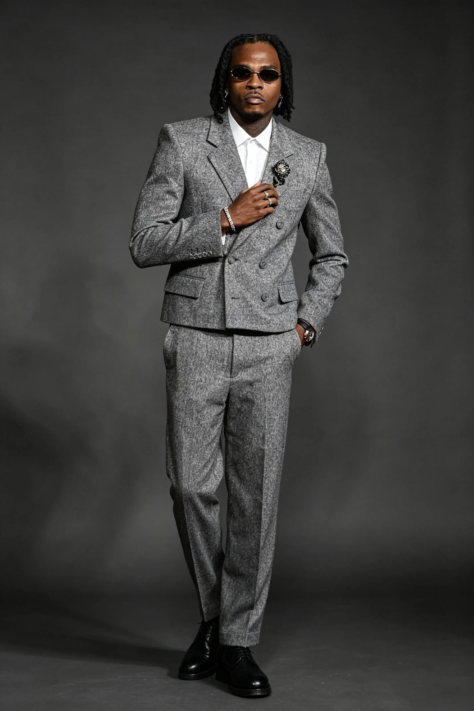 Grey Men Suits Pants Set 2 Pcs Blazer+Trousers Autumn Cotton Wedding Tuxedos Jacket Formal Office Business Coat Outfit