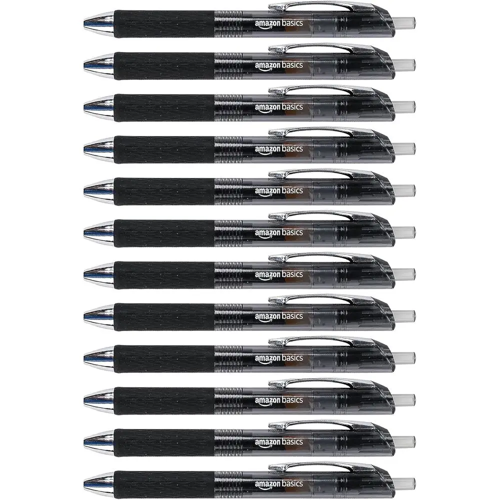 

Retractable Gel Pens, ine Point 0.7mm, Smooth Writing, Black, No Smudge, School and Oice Supplies, 12-Pack
