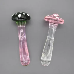 Fungo di vetro Dildo Stick Dildo di vetro Plug anale masturbatore femminile giocattoli di simulazione giocattoli erotici adulti del sesso coppia sesso