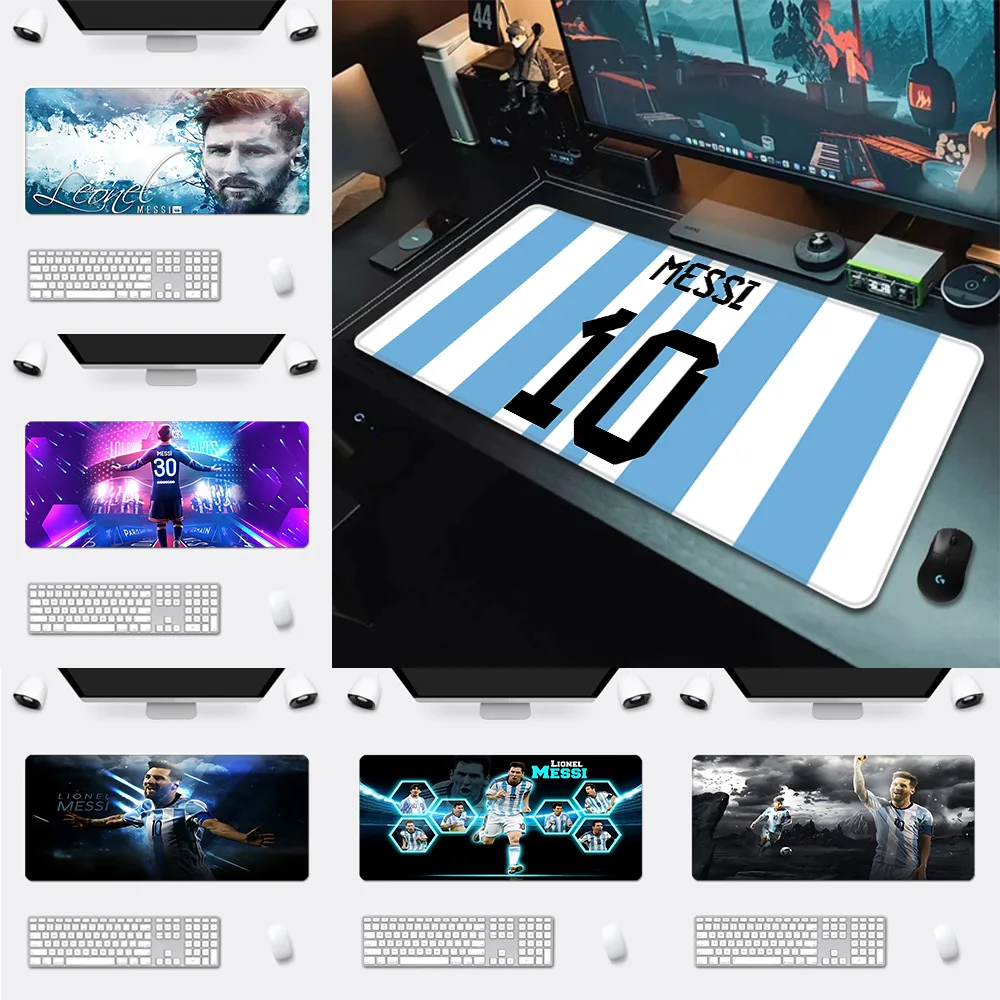 Mousepad HD Printing Computer Gamers Locking Edge Non-slip Mouse Pad Football Sports M-Messis XXL90x40cm Keyboard PC Desk Pad