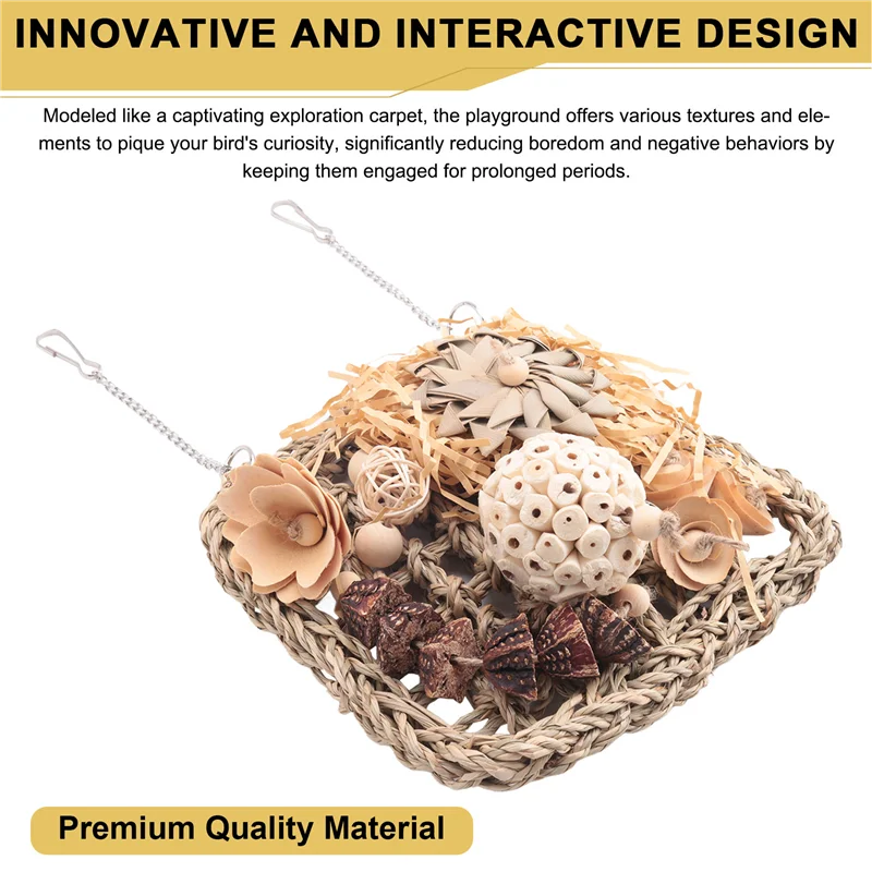 -AA95 ألعاب الطيور، ألعاب الببغاء، ألعاب العلف الطيور، حصيرة العشب، جدار التسلق للببغاء، الببغاء، الكونور، طيور الحب #3