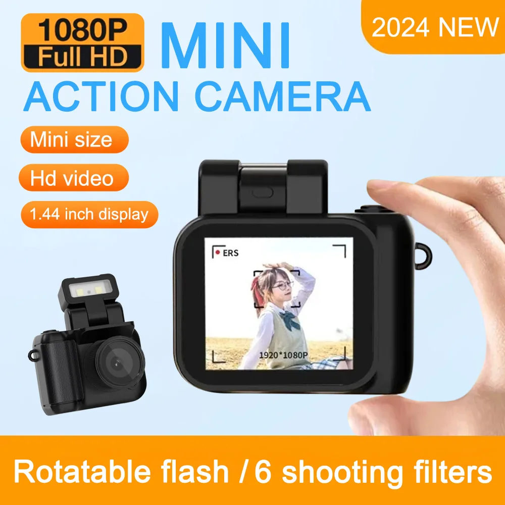 1080P HD Mini Camera With Flash Lamp/LCD Screen/Battery Dock/Video Recorder Portable Retro Ultra Compact Small Camcorder Y4000