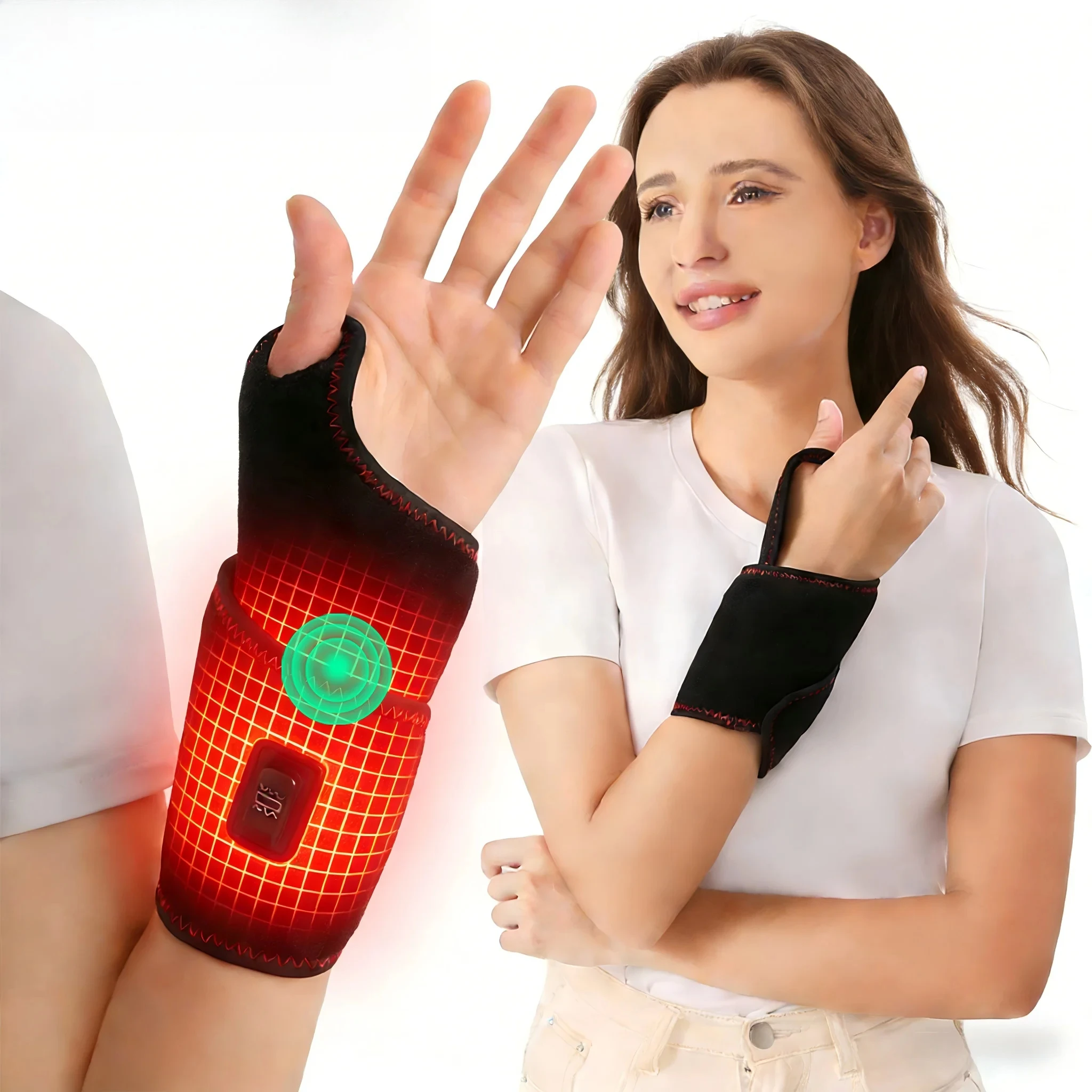 

Утепленный фиксатор запястья из углеродного волокна с вибромассажем для снятия боли и скованности в суставах, при синдроме запястного канала, портативный