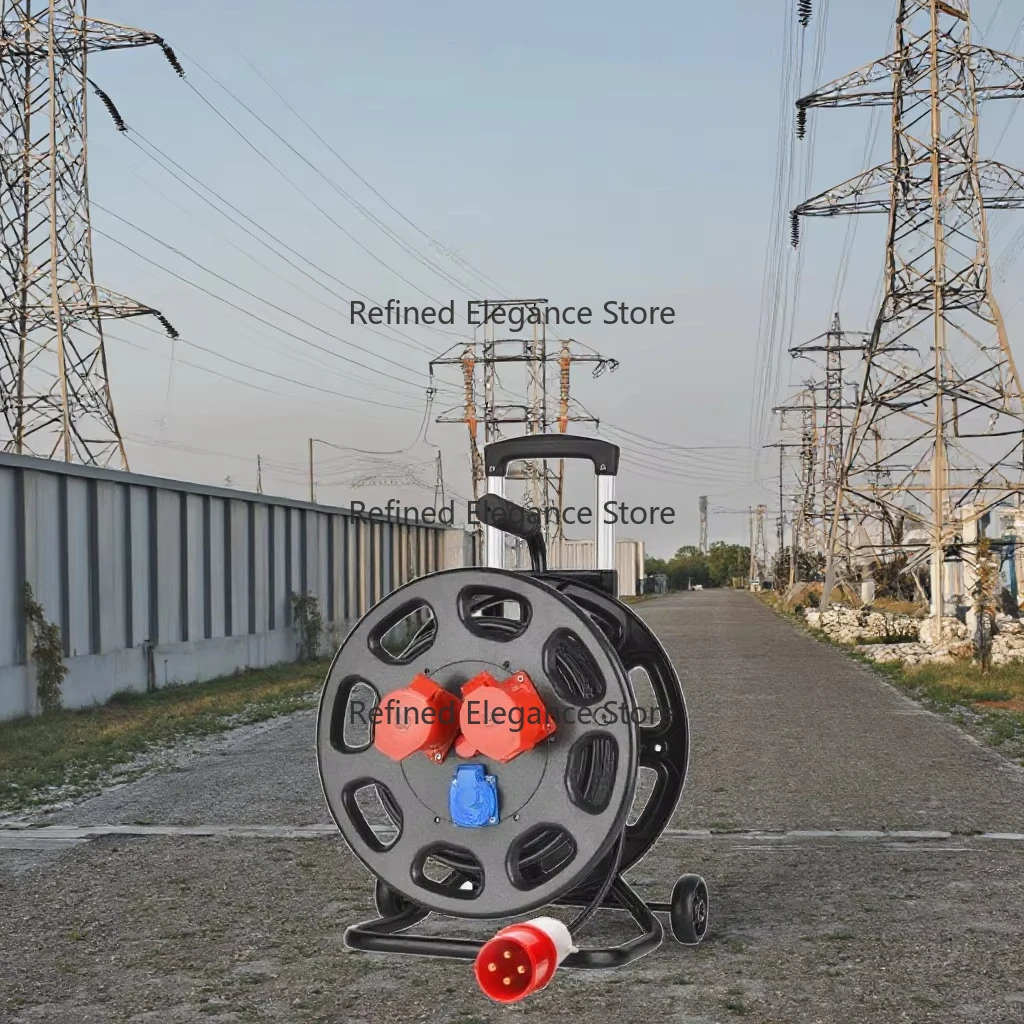 Industrial Waterproof Explosion-Proof 380V Three-Phase Four-Wire 16A 50m PVC Cable Reel Mobile Power Extension Cable Winder