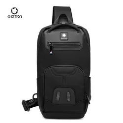 OZUKO-Bolso de hombro con puerto USB para hombre, bandolera de tela Oxford impermeable, gran capacidad, a la moda, novedad