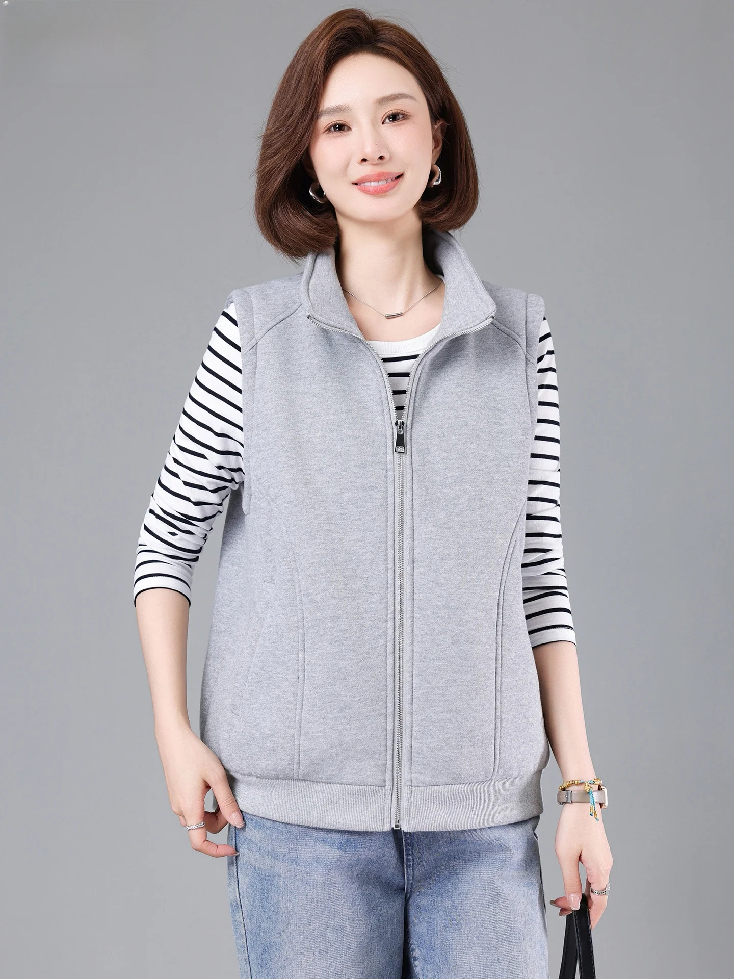 سترة نسائية Jaet ربيع الخريف Sle فضفاضة كبيرة الحجم ملابس خارجية تخفيف الرياح البوليستر القطن مزيج سستة إغلاق