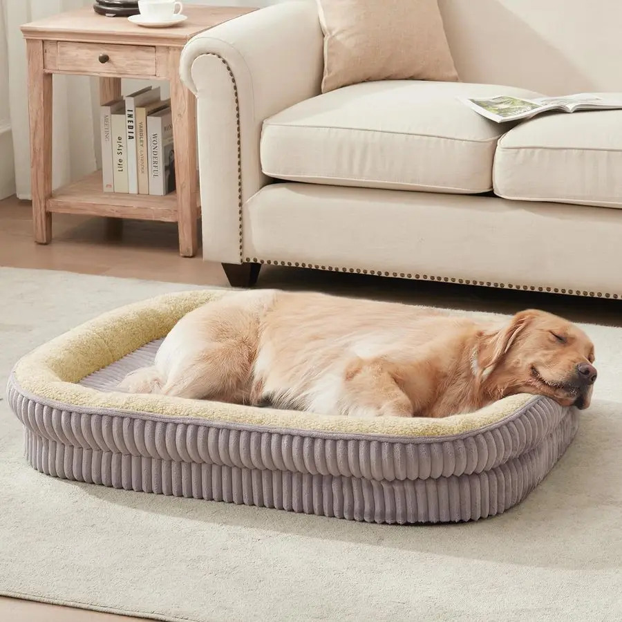 Dog Bed for Medium Dogs Breeds, High Density Egg Crate Foam Dog Sofa Beds,Oval Kennel Bed, Pet Couch Bed with Four Sided Bolster