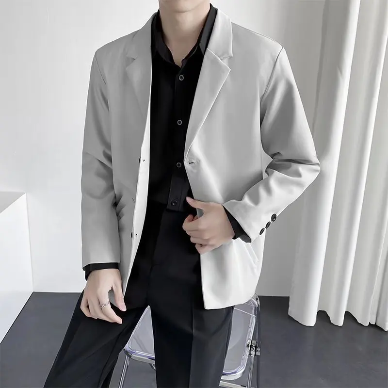 4-A85   Hong Kong Style Trendy Casual Suit Jacket Men\'s Spring and Autumn Duffianai Fried Street Loose Ins Handsome Small Suit