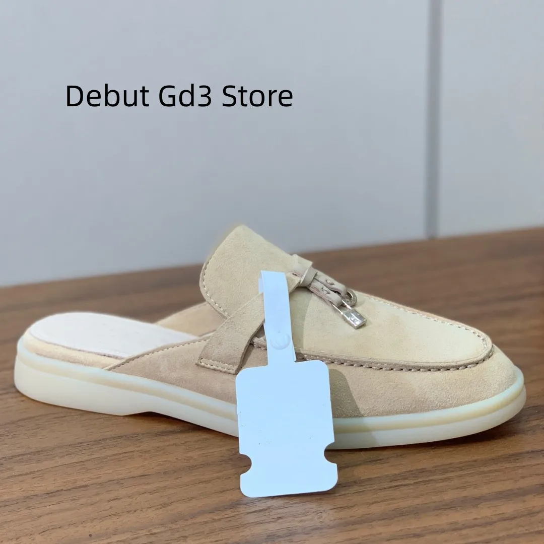 Top Quality 2024 New Lefu Shoes Italian Quality Flat Shoes Classic Versatile Baotou Slippers Retro Casual Flat Half Slippers