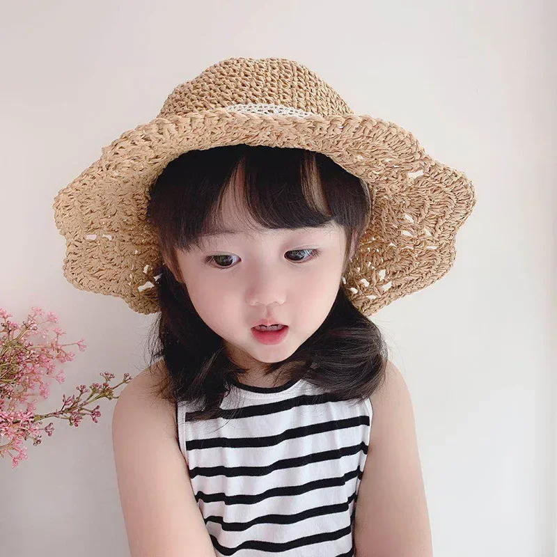 Children Panama Hat Princess Baby Hats and Caps for Kids 1PCFashion Lace Baby Hat Summer Straw Bow Baby Girl Cap Beach