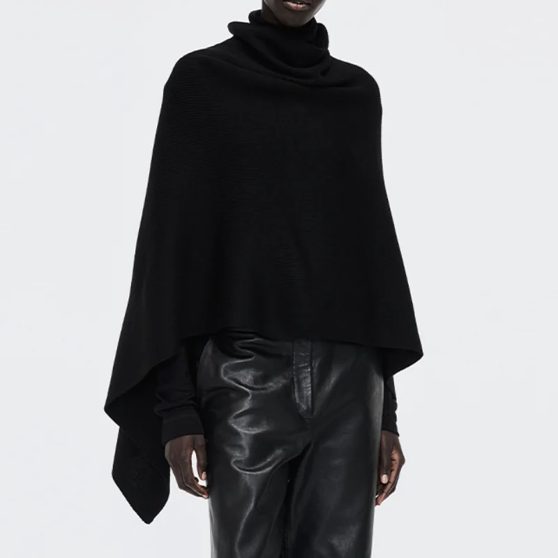 

Autumn Winter Cape Jacket Long Sleeve Shawl Pullover Coat Commuter Casual Party Outwears 2025 New Lady Warm Streetwears