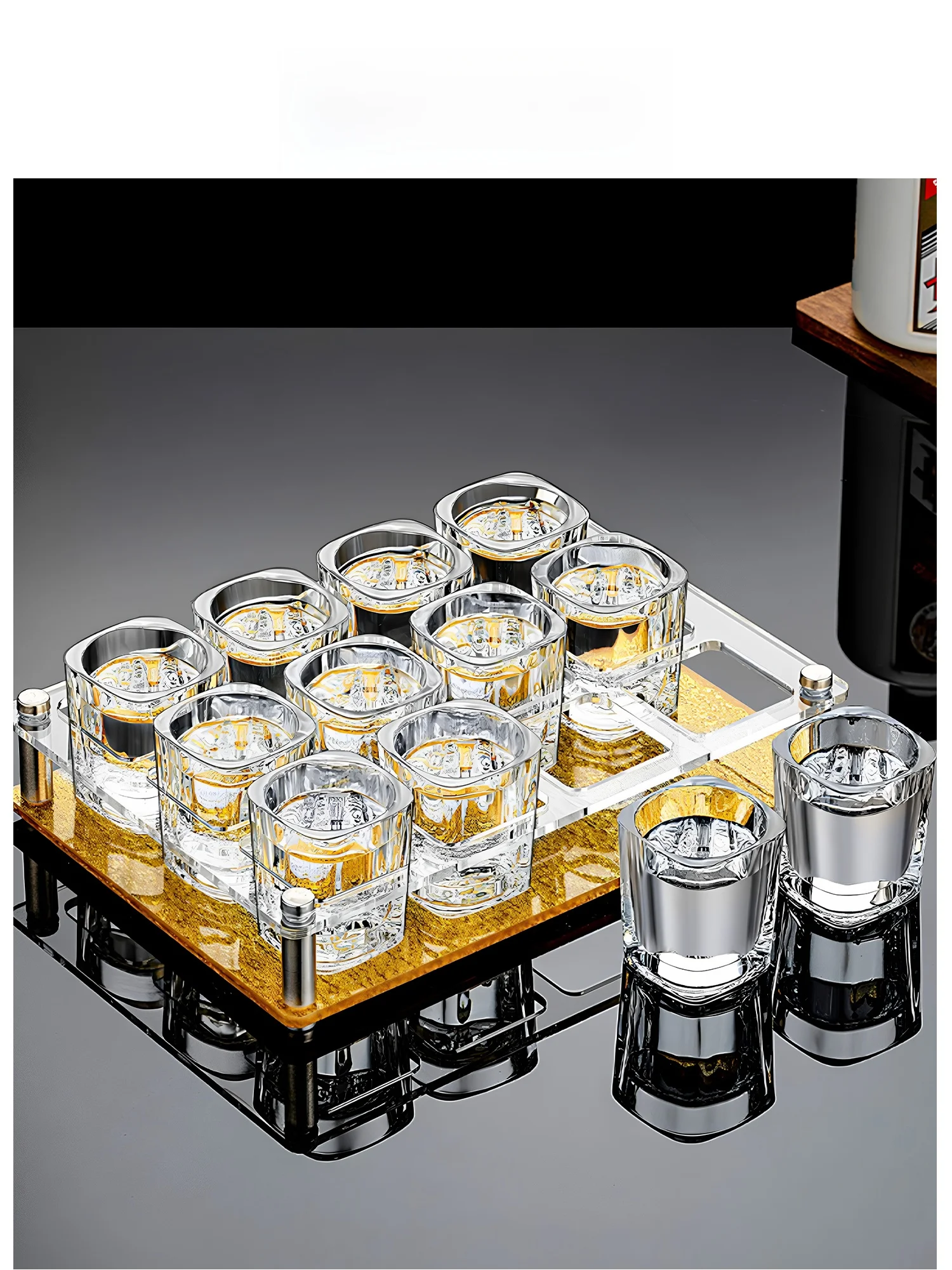 EKU pro Luxury Glass Whiskey Cup Set Chinese Style Crystal Wine Glasses for Home Use Includes One-Piece Shot Glasses