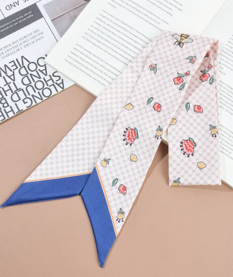 وشاح حريري صغير 6x100 سنتيمتر للنساء الرقبة التفاف الشعر الشريط التعادل حقيبة مقبض الإكسسوارات