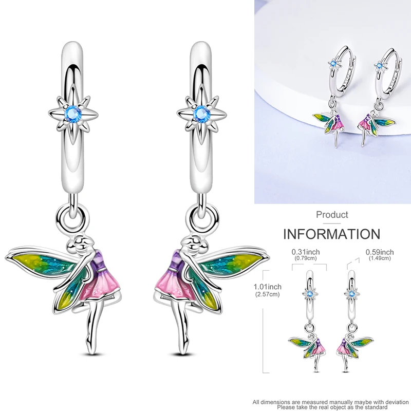 925 Sterling Silber Bunte Creolen Ohrringe mit Erdbeere, Libelle, Sonnenblume, Krabbe, Mantarochen und Lebensbaum als Geburtstagsgeschenk für Frauen – Detail 16