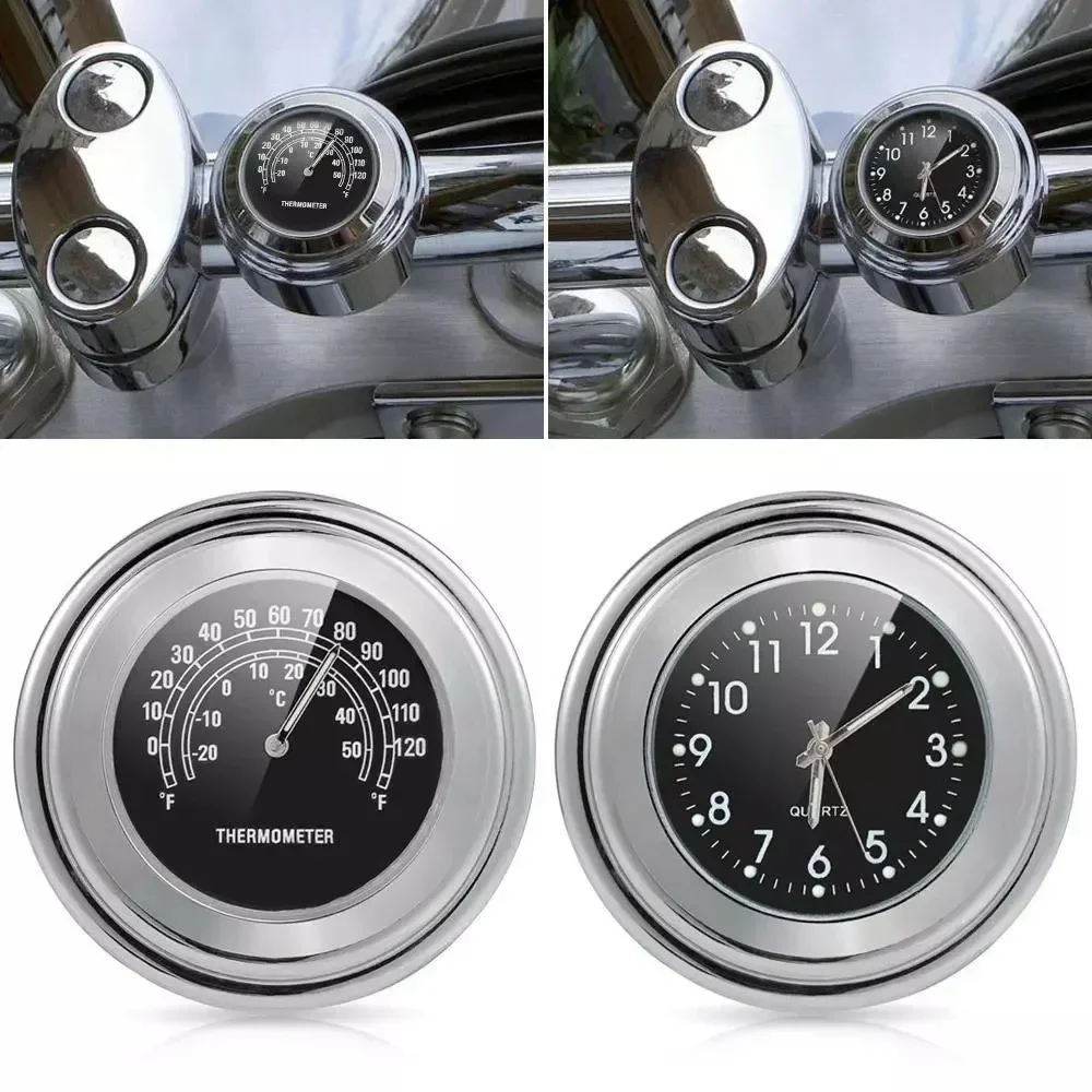 Aluminum Quartz Watch Luminous Clock Handlebar Mount for Motorcycle Scooter Bicycle Handlebar Waterproof Time Display Universal