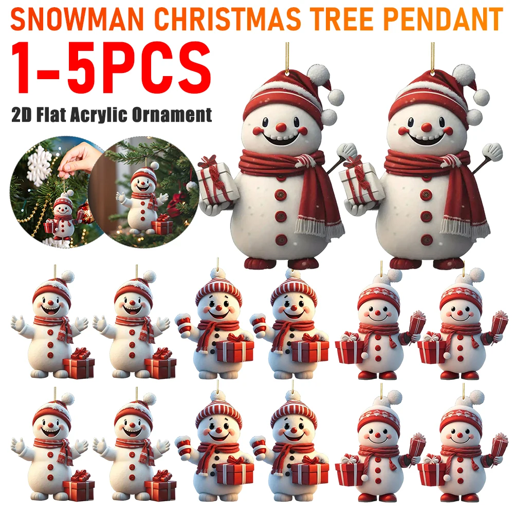 Christmas Santa Claus Snowman Boys Girls Pendant Acrylic Flat Xmas Tree Car Decoration Hanging Ornaments Merry Christmas 2024