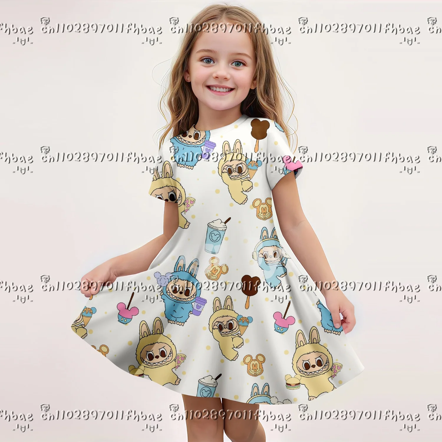 

2025 MINISO 3dPrint Cute New Summer Hot Sold Children Dresses Sundress Girls Dress Korean Children's Clothe Girl Cosplay Clothes