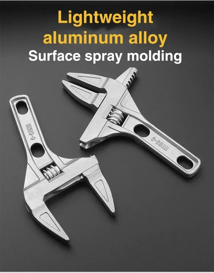 1PC16-68mm Universal Repair Set Bathroom Hand Tools Large Opening Pipe Wrench Nut Key Adjustable Spanner Bathroom Repair Tool image 6