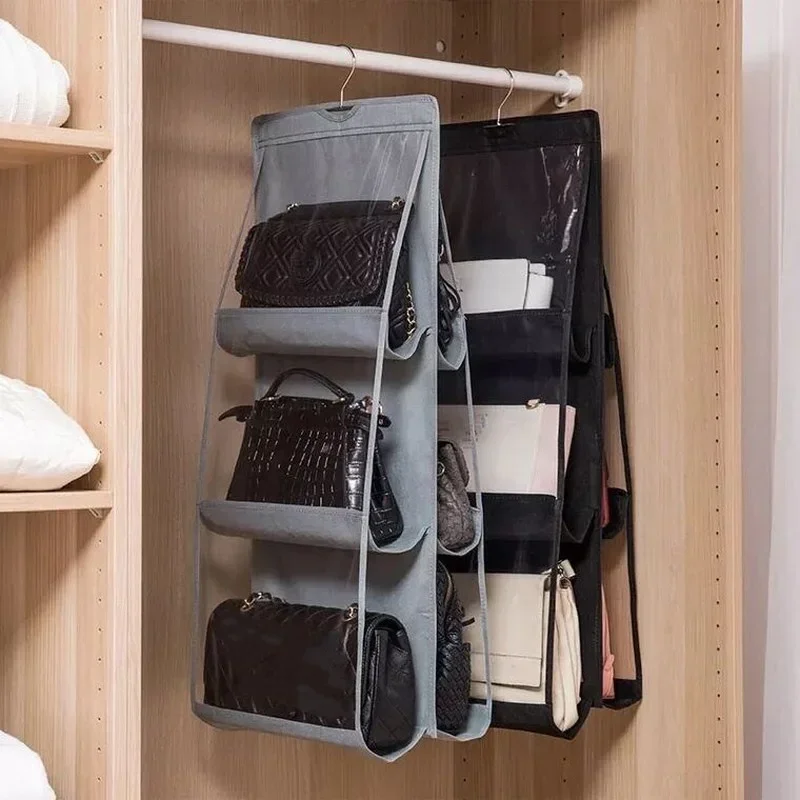 Handbag Hanging Storage Bag Hanging Bag Non-Woven Multi-Layer Wardrobe Storage Dustproof Double-Sided Storage Bag