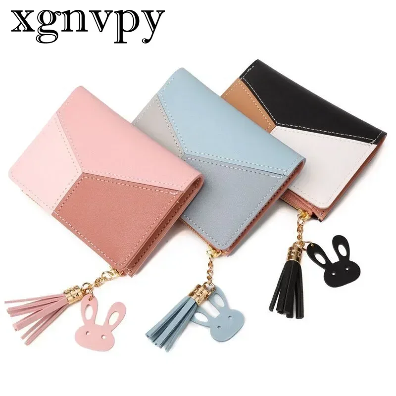 xgnvpy New Wallet Women Two Fold Short Zipper Purse Korean Version Fringe Simple Fashion Purse