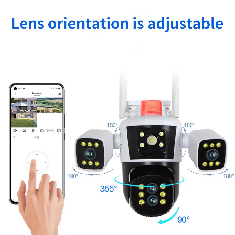 4MP 1440p IPC360Home APP 5Lens 10x Full Color Wireless PTZ IP Dome Camera AI Humanoid Detection Home Security CCTV Baby Monitor