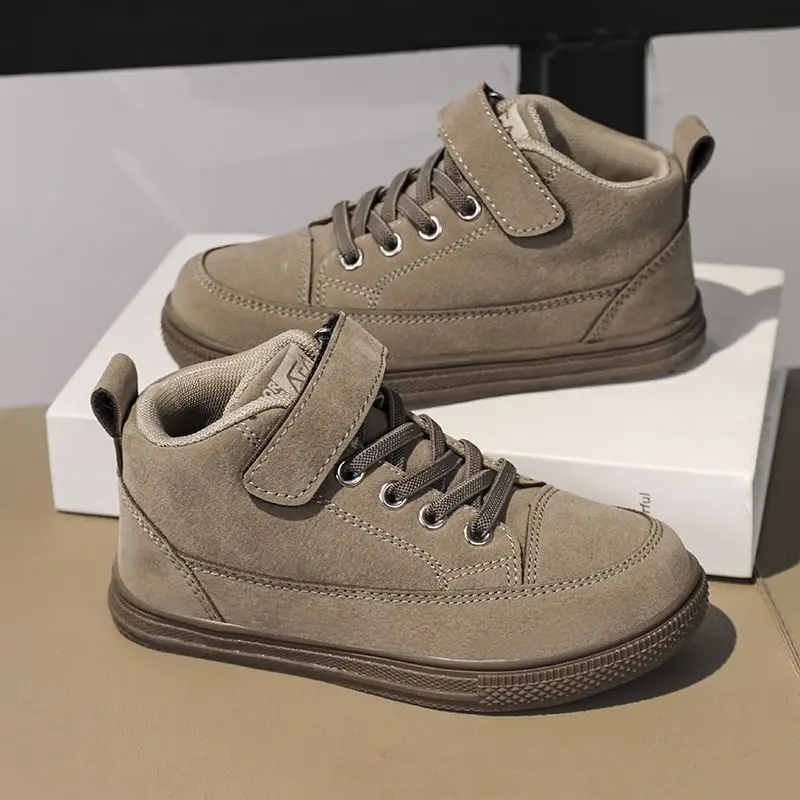 Boys' High Top Sneakers for Big Kids Winter Warm Casual Shoes Durable Non Slip Outsole Autumn Winter Boys' Footwear