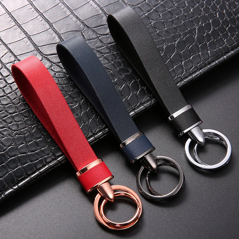 Luxury Key Chain Men Women Car Keychain for Key Ring Holder Jewelry Genuine Leather Rope Bag Pendant Fathers Day Gift