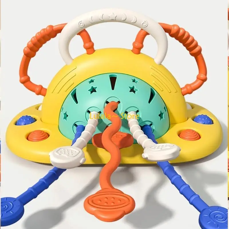 Y4QA Baby Pull String Interactive Toy Teething Teether Activity Toy Safe Material