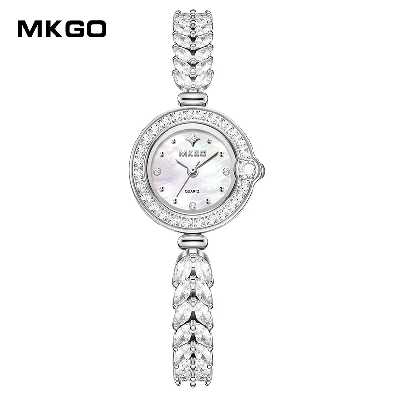 Reloj de cuarzo a la moda para mujer, pulsera impermeable con cabeza de cobre, ligera, de lujo, con incrustaciones brillantes, lleno de diamantes