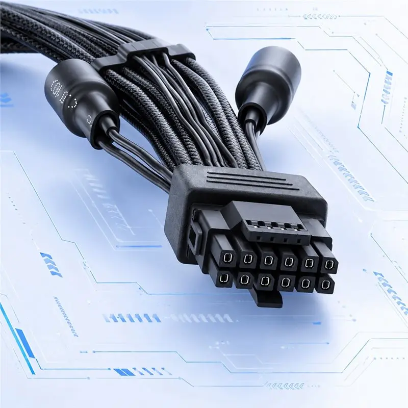 A13E-GPU 12VHPWR 16PIN(12+4) Power Extention Cable With 4 Capacitor Filter Reduce Graphics Card Squeal