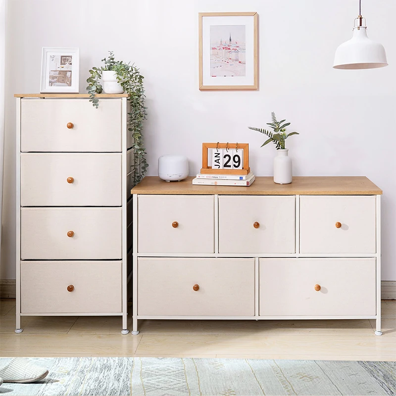 

Nordic Fabric Storage Cabinet Multi-layer Drawers Organizer for Kids Bedroom Foldable Cloth Toy Box with Handles