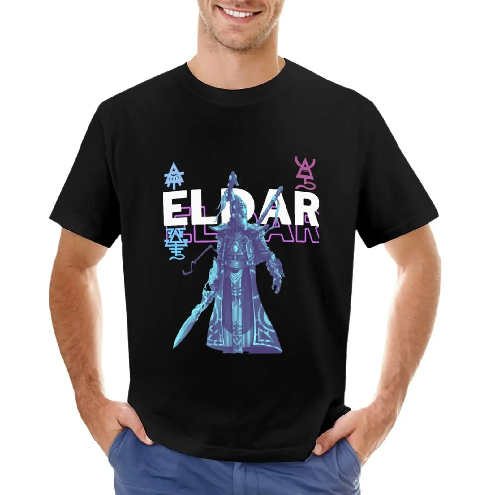 Eldar Aeldari Farseer Space Elf White Blue T-Shirt summer top fruit of the loom mens t shirts