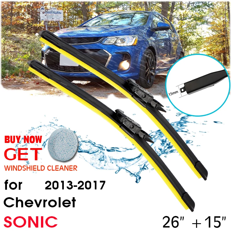 

Car Wiper Window Windshield Rubber Silicon Refill Wiper For Chevrolet SONIC 2013-2017 LHD / RHD 26"+15" Car Accessories