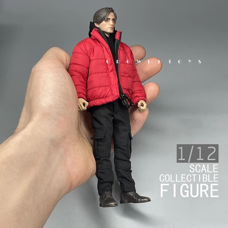 1/12 Scale Model Men Jacket Stand Collar Parkas Thicken Warm Short Zip Coat Duck Down Accessory Fit 6 Inch Action Figures Toys