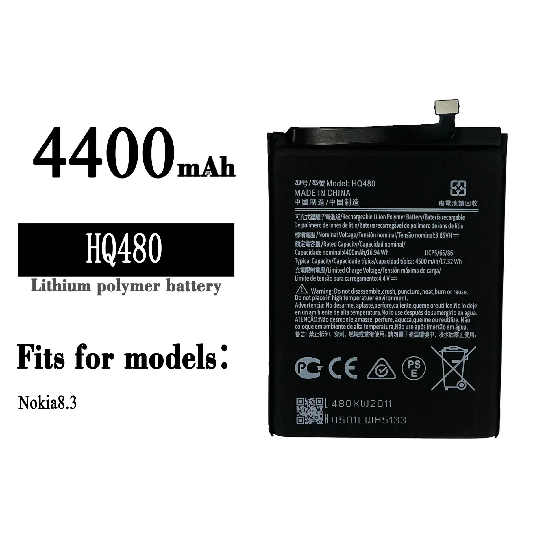 

HQ480 High Quality Replacement Battery For Nokia 8.3 Mobile Phone Large Capacity New 4400mAh Lithium Batteries