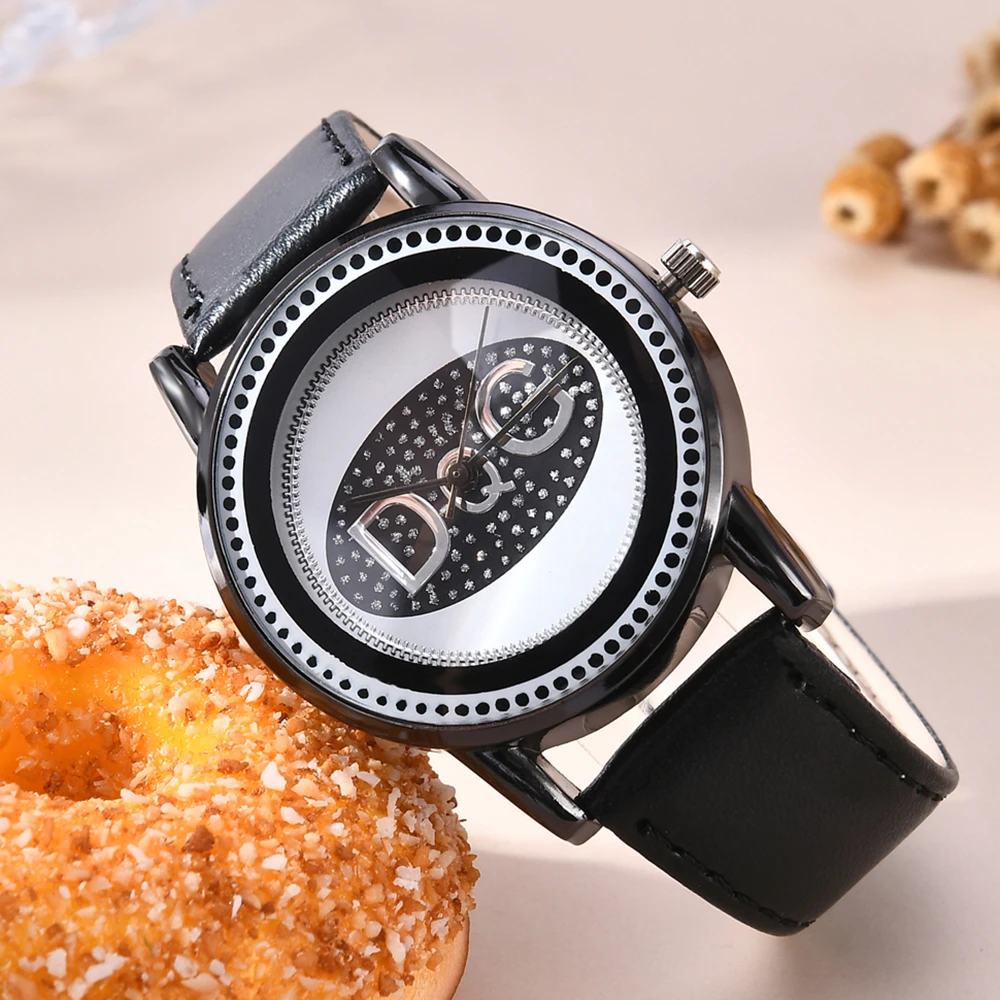 Fashion Ladies Black Eyes Design DQG Brand Quartz Watch Luxury 2023 New Women's Leather Gift Clock Watches