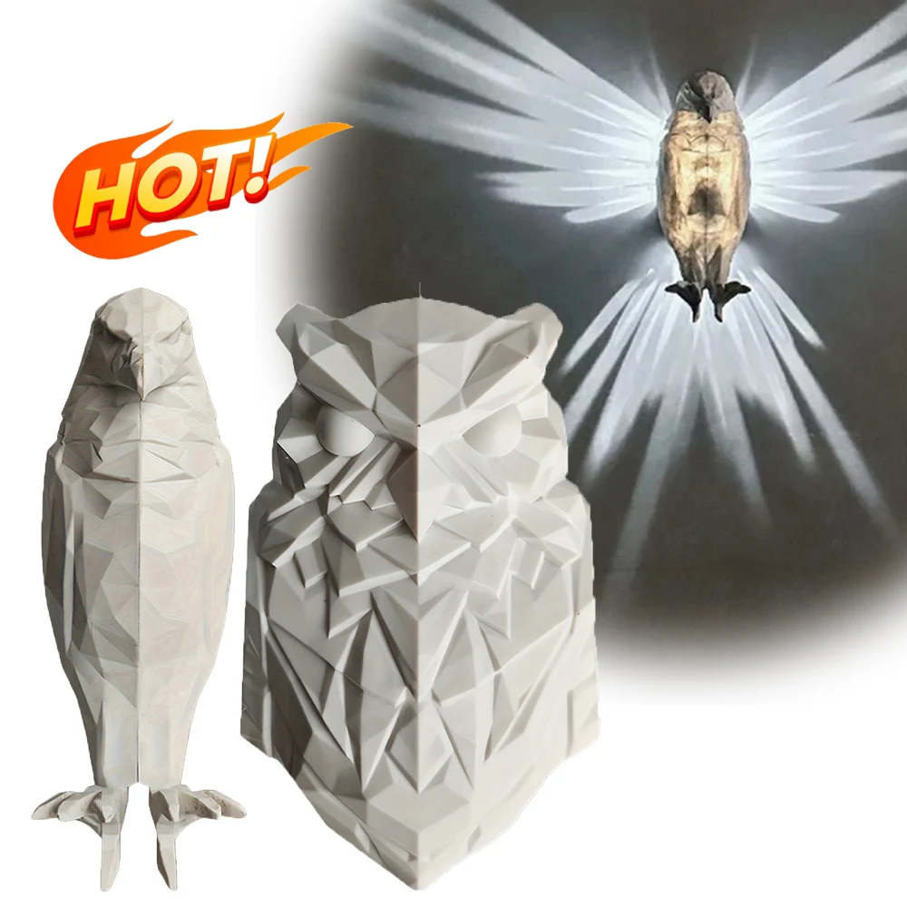 Xmas Wall Lamp Owl Eagle Shape Projector Modern Creative Atmosphere Sconce Light 3D Print Body Animal Lighting Lustre Halloween