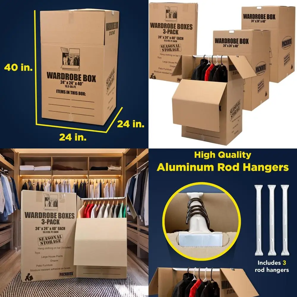 Conjunto de 3 grandes caixas móveis para guarda-roupas suspensas, 24 x 24 x 40 polegadas