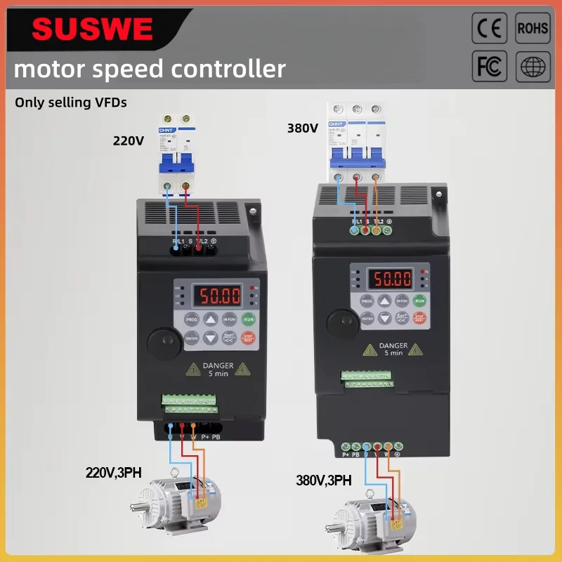 VFD 0.75/1.5 /2.2/4/5.5kw Input 220V/380V ,Three phase output 220V/380V Motor speed control VFD,Motor Speed Controller
