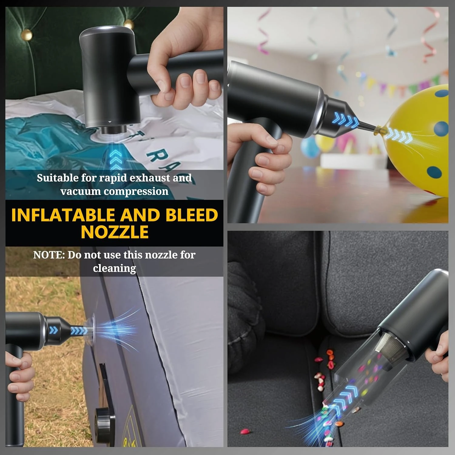 Car Vacuum Cordless Handheld Vacuum Cleaner Mini Portable Car Vacuum Brushless Motor Rechargeable Type C Blower Inflator Deflator view 5