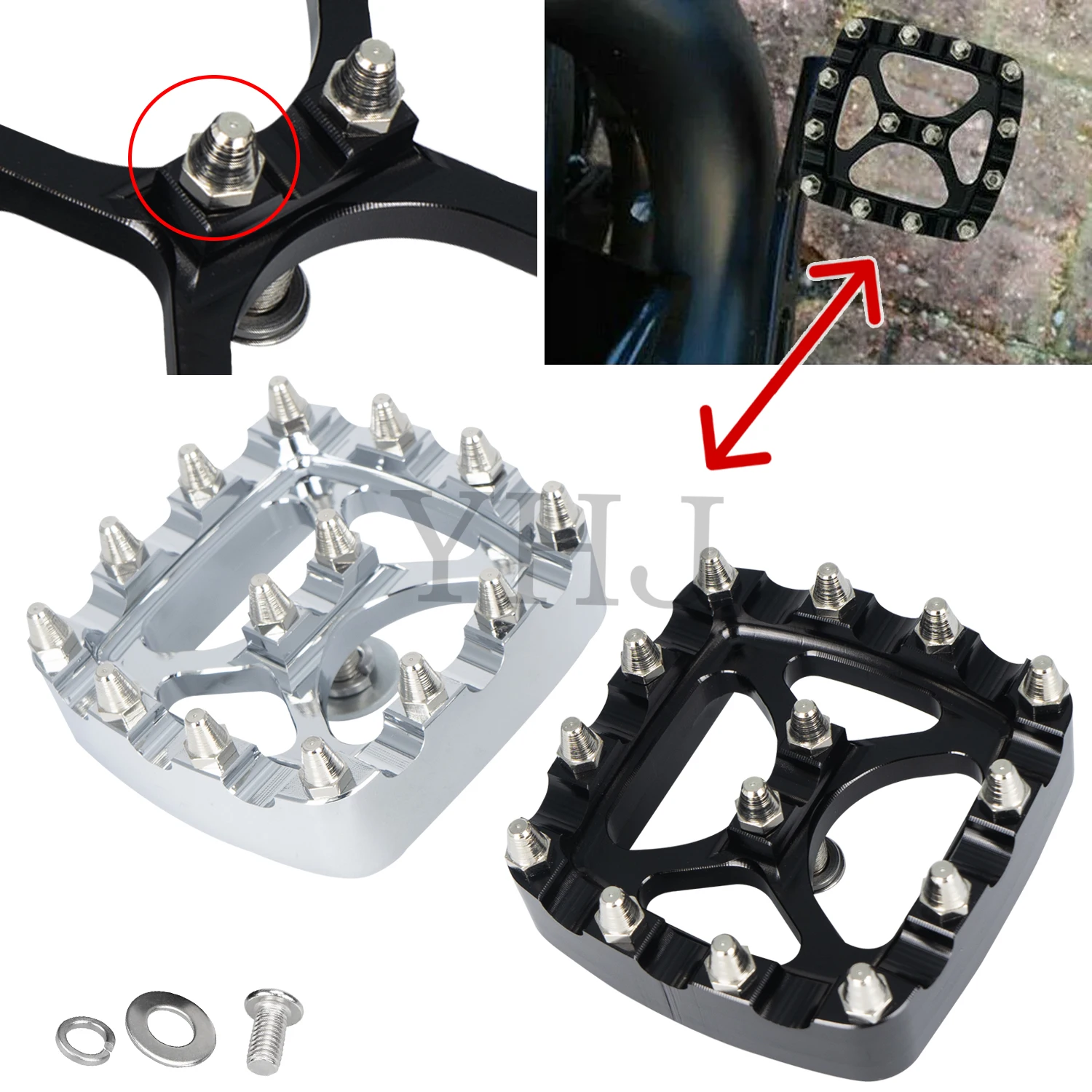 

Motorcycle Brake Pedal Pad Cover Small Foot Pegs Footrest Black/Chrome For Harley Dyna Fat Bob FXDF FXDL Softail FXSTS XG750