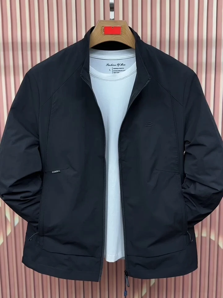 

Мужская демисезонная куртка с воротником-стойкой, новая модная универсальная модель высокого качества, приталенный крой, длинный рукав, на молнии