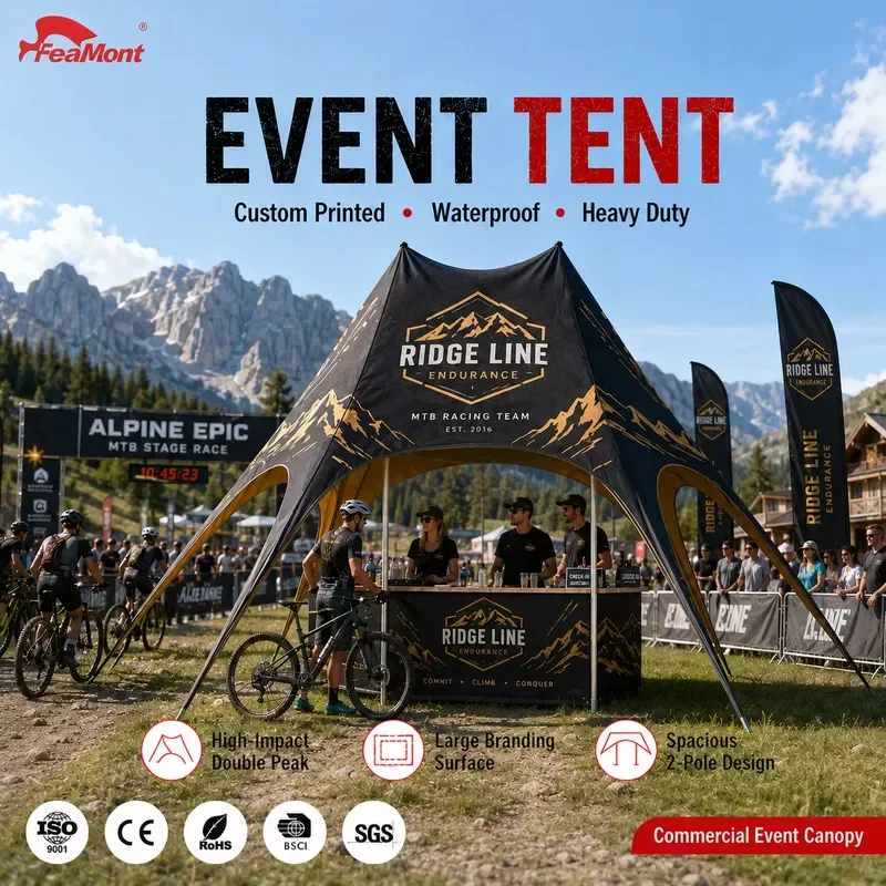 FEAMONT Durable Star Shade Double Pole Tension Fabric Marquee for Mexico Surf Contest Outdoor Sports Event Canopy
