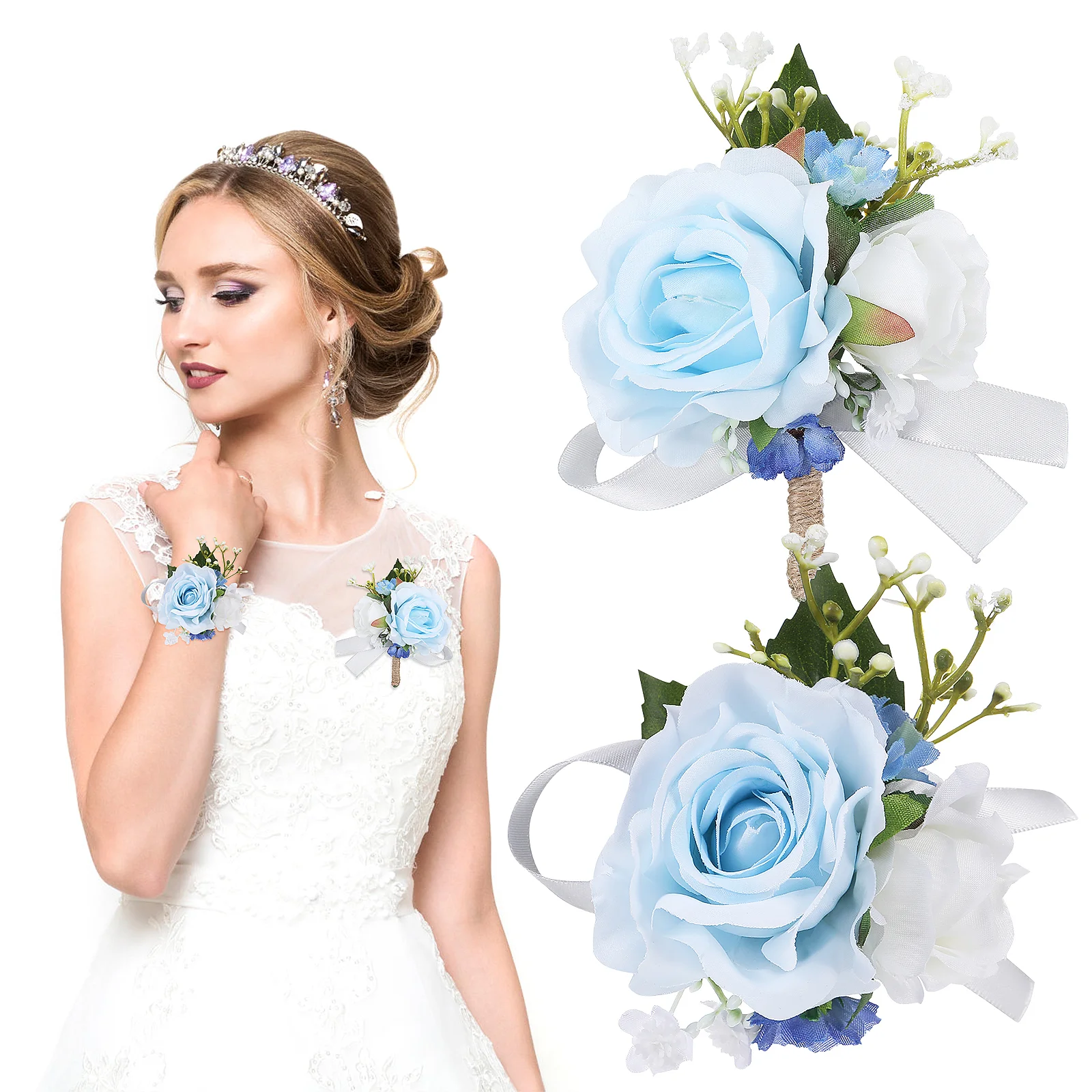 Corsage Rose Suit Bracelets Corsages for Women Artificial Flower Silk Wristlet Bridegroom