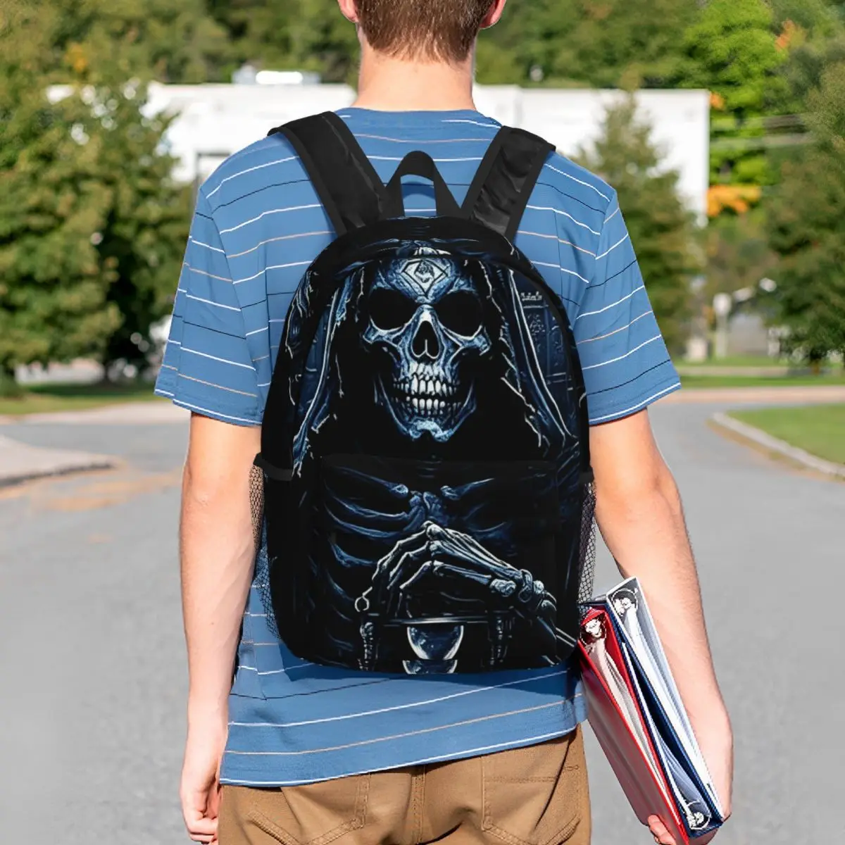 Gothic Grim Reaper And Hourglass Backpack Student BookBag Kids School Bag Laptop Shoulder Bags for Boys Girls