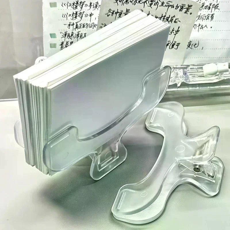 Clip per libri fissi semplici, porta pagine trasparenti satinati per strumenti di lettura, clip per appunti, accessori da scrivania Kawaii, pratico porta note