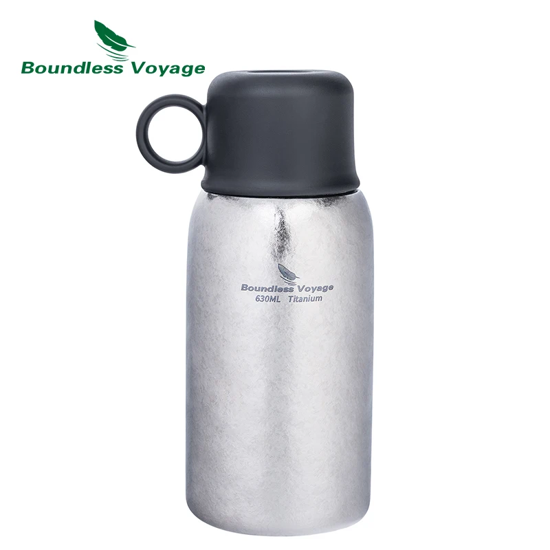 

Boundless Voyage 600ml Titanium Vacuum Water Bottle Leak-Proof Double-Walled Coffee Tea Bottle with Mug & Straw