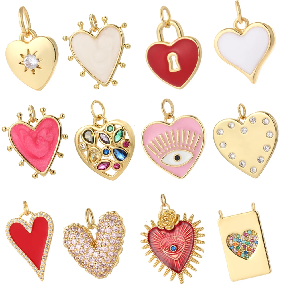 Cute Heart Eye Charms for Jewelry Making Supplies Boho Evil Blue Eye Pendant Diy Woman Earring Necklace Gold Color Dijes Summer